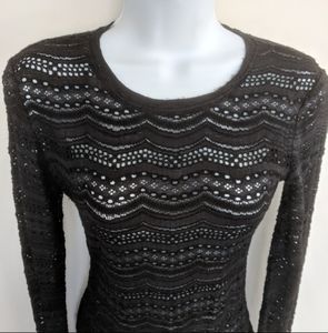 Sexy!💋 BCBGMAXAZRIA laser cut semi sheer stretch top XS